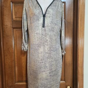 JM Collection Gold Long Sleeve Dress